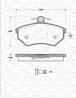 MAGNETI MARELLI 363702161181 -  Комплект тормозных колодок, дисковый тормоз